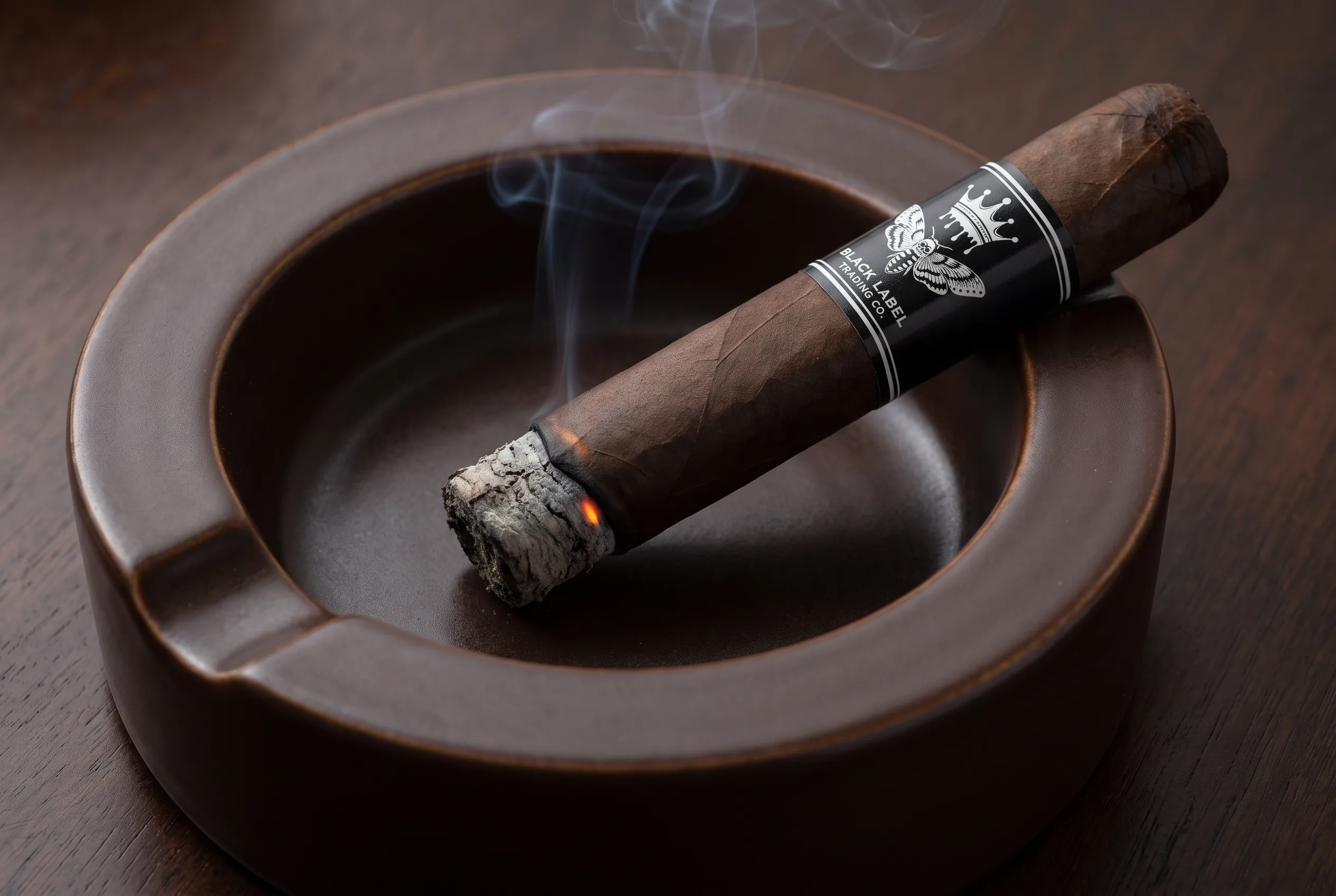 The Morphine 10 Year Anniversary Toro resting in an ashtray